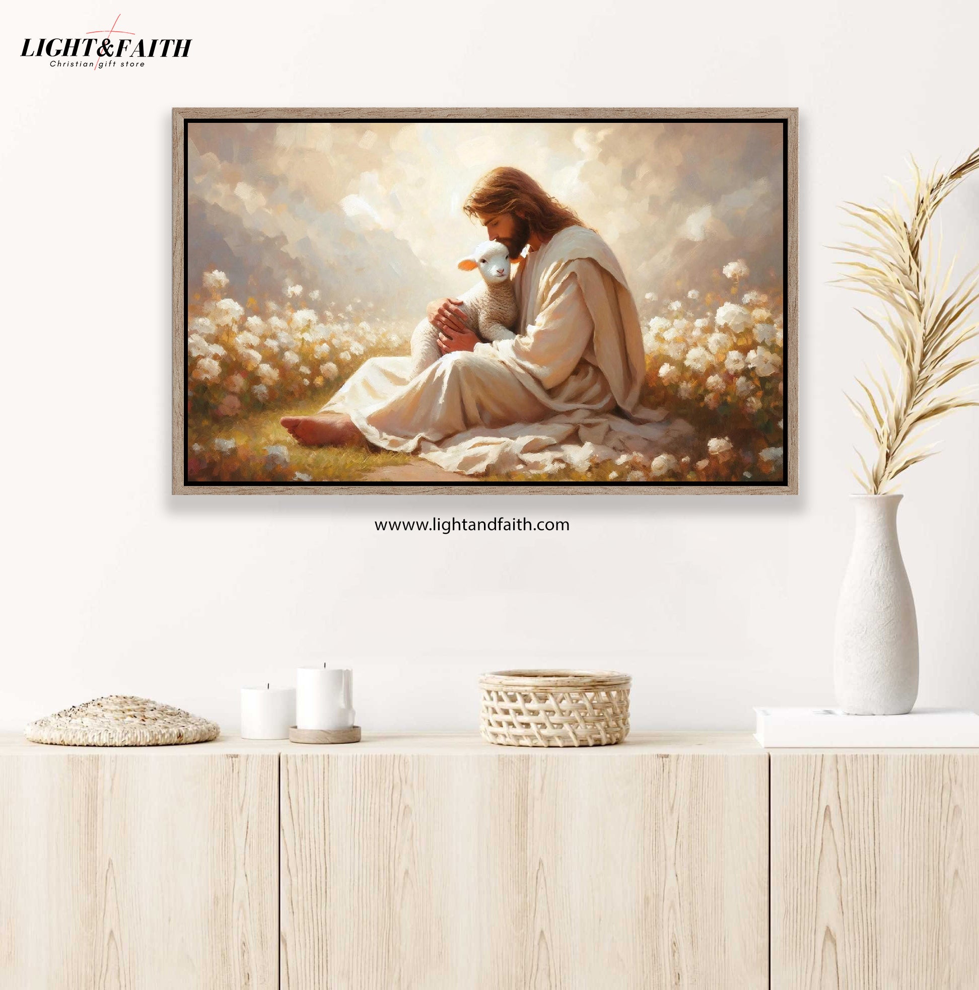 Living Faith Poster, The Good Shepherd Poster, Christian Poster, Jesus and the Lamb, Bible Art Poster, Jesus Poster
